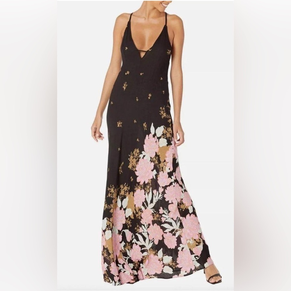 Free People Get To You Floral Maxi Sundress In Black Combo